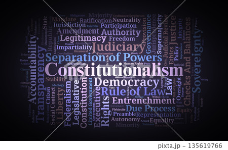 Constitutionalism Word Cloud. Core Concepts of Limited Government and Rule of Law Constitutionalism Word Cloud. Core Concepts of Limited Government and Rule of Law 135619766
