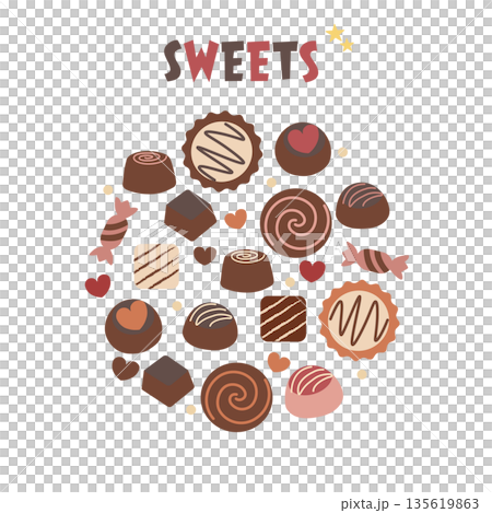 Sweets material - Illustrations of various sweets - Chocolate - Valentine's Day material 135619863