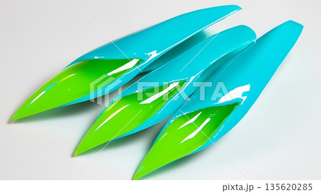 A set of four green and blue objects with a green stripe 135620285