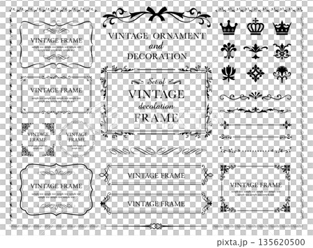 一套黑色復古框架與植物裝飾品 135620500
