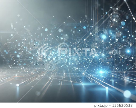 デジタルネットワークとデータの流れを表現した未来技術イメージ 135620538