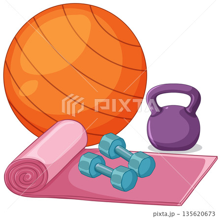 Fitness Equipment Set with Exercise Ball Kettlebell Dumbbells and Yoga Mat Fitness Equipment Set with Exercise Ball Kettlebell Dumbbells and Yoga Mat 135620673