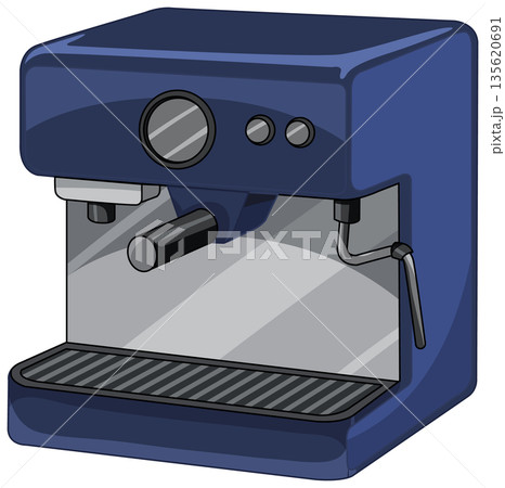 Modern Blue Espresso Machine Vector Illustration on White Background Modern Blue Espresso Machine Vector Illustration on White Background 135620691