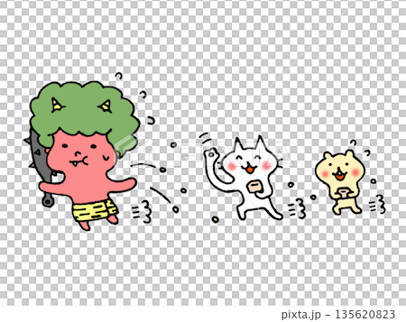 かわいい節分の豆まきのイラスト かわいい節分の豆まきのイラスト 135620823
