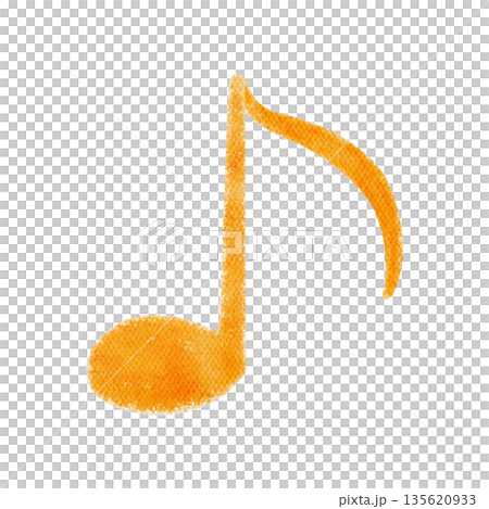 Quarter note musical symbol hand-painted watercolor isolated on white background. Basic rhythm unit in music notation, ideal for music education, theory worksheets, sheet design and learning materials 135620933