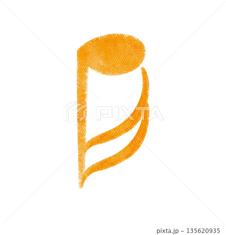 Eighth note musical symbol, downward stem, hand painted watercolor isolated on white background, fast rhythm value in music notation for education, theory worksheets, sheet music design. Inverted note Eighth note musical symbol, downward stem, hand painted watercolor isolated on white background, fast rhythm value in music notation for education, theory worksheets, sheet music design. Inverted note 135620935