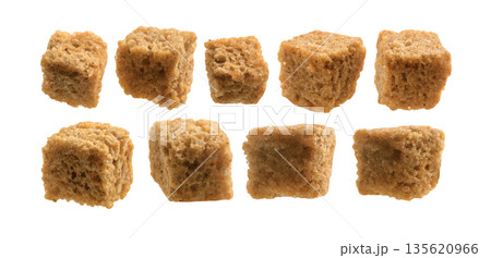 A set of bread croutons. Isolated on a white background 135620966