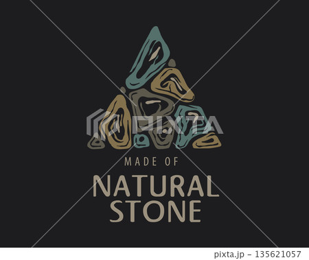 Original vector hand-drawn logo for a company engaged in the manufacture and processing of products and stone 135621057