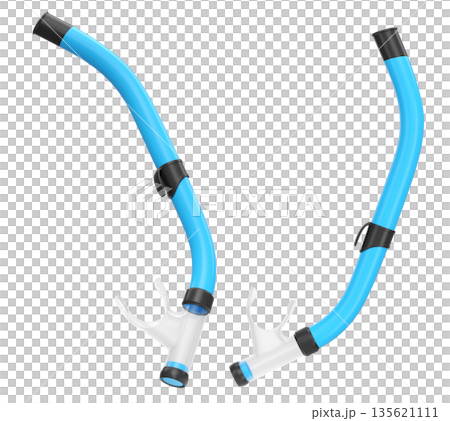 Set of diving mask and snorkel for snorkeling on white background. Set of diving mask and snorkel for snorkeling on white background. 135621111