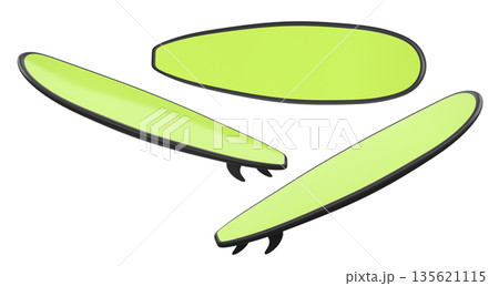 Set of surfboard for summer surfing on surf board on white background. Set of surfboard for summer surfing on surf board on white background. 135621115