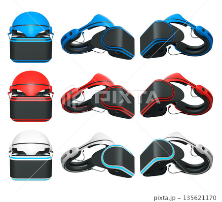 Virtual reality glasses and headset isolated on white background with clipping path 135621170