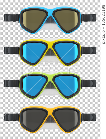 Set of diving mask and snorkel for snorkeling on white background. Set of diving mask and snorkel for snorkeling on white background. 135621198