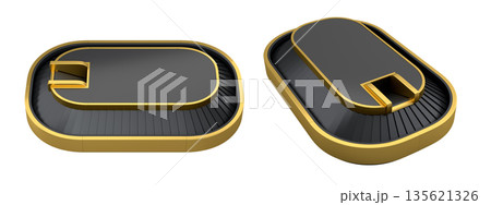 Set of Airport luggage conveyor belt from baggage claim area on white background. Set of Airport luggage conveyor belt from baggage claim area on white background. 135621326