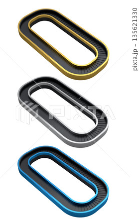 Set of Airport luggage conveyor belt from baggage claim area on white background. 135621330
