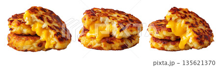 Ecuador lapingachos potato patties filled with melted cheddar cheese, isolated on white background, South American Cuisine Ecuador lapingachos potato patties filled with melted cheddar cheese, isolated on white background, South American Cuisine 135621370