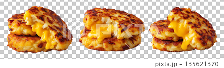 Ecuador lapingachos potato patties filled with melted cheddar cheese, isolated on white background, South American Cuisine Ecuador lapingachos potato patties filled with melted cheddar cheese, isolated on white background, South American Cuisine 135621370