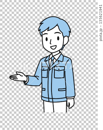 案内をする作業服の技術職の男性のイラスト素材 案内をする作業服の技術職の男性のイラスト素材 135621941