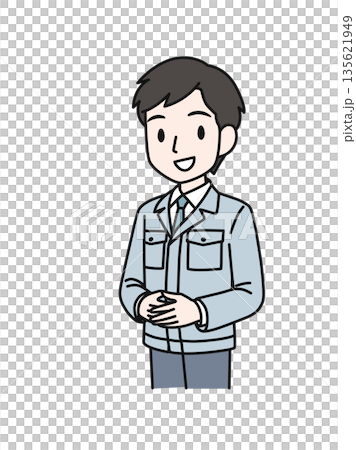 插畫素材:從事技術工作的男子,穿著工作服,雙手交疊放在身前。 插畫素材:從事技術工作的男子,穿著工作服,雙手交疊放在身前。 135621949