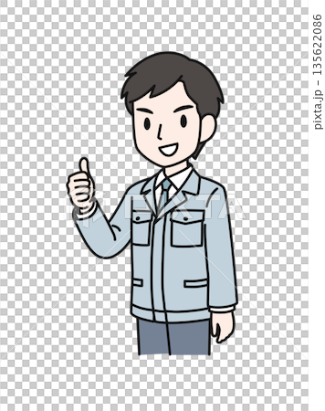 Illustration material of a male engineer in work clothes making a good pose 135622086