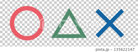 クレヨンで描いたようなマル・三角・バツ（カラー） 135622147