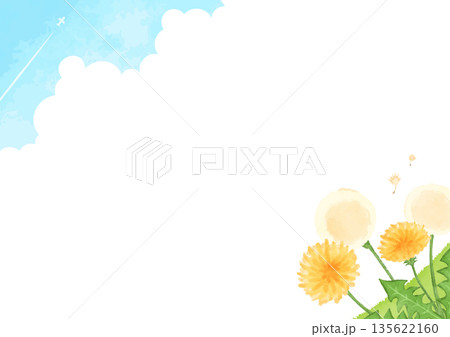 タンポポと青空の風景イラスト タンポポと青空の風景イラスト 135622160