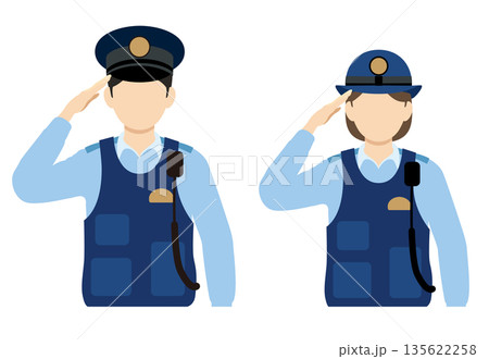 敬礼する2人の警察官 135622258
