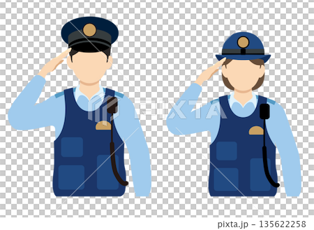 敬礼する2人の警察官 135622258