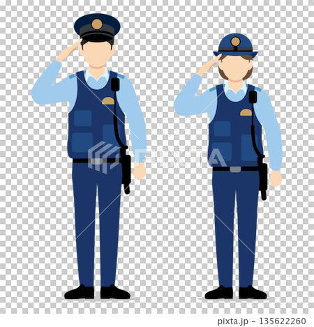 敬礼する2人の警察官 135622260