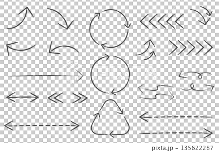 Various types of simple hand-drawn arrow sets Various types of simple hand-drawn arrow sets 135622287