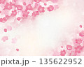 水彩タッチの淡いピンクの桜背景 135622952