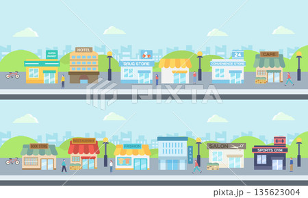 商店街と通行人 135623004