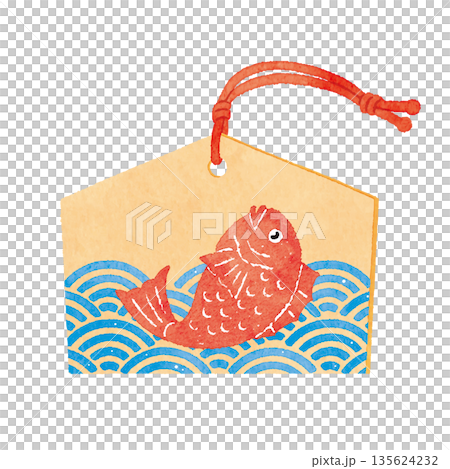 鯛の絵馬イラスト|お正月・開運を願う和風縁起物 鯛の絵馬イラスト|お正月・開運を願う和風縁起物 135624232