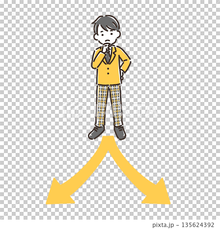 穿著制服的男孩在十字路口思考 / 簡單的色彩 135624392