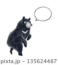 反転したツキノワグマの注意喚起イラスト 吹き出し付き 中サイズ 135624487