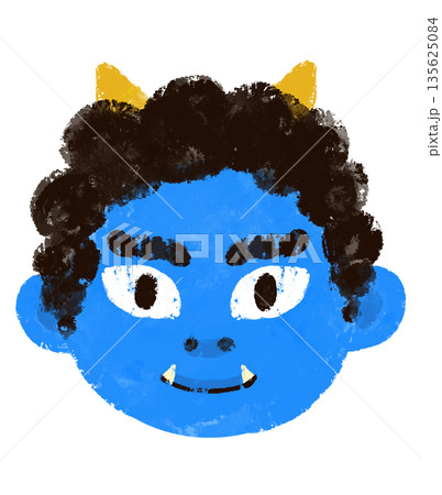 青鬼　鬼　顔　お面　節分　行事　イベント　豆まき　挿し絵　イラスト 135625084