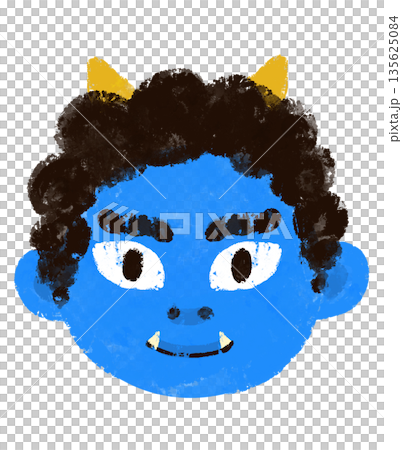 青鬼　鬼　顔　お面　節分　行事　イベント　豆まき　挿し絵　イラスト 135625084