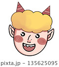 楽しげな鬼の顔イラスト 135625095