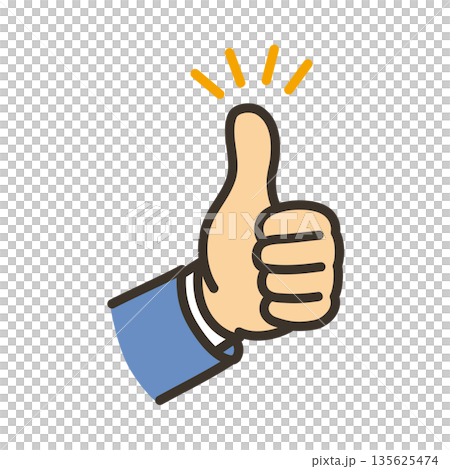 Illustration of a businessman giving a thumbs up gesture 135625474