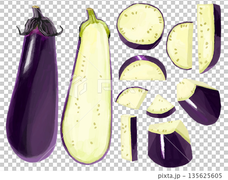 ナスのイラストセット 135625605