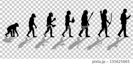 Human evolution, ape, human transition silhouette illustration set 135625665
