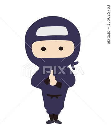 印を結ぶポーズのかわいい忍者のイラスト 印を結ぶポーズのかわいい忍者のイラスト 135625763