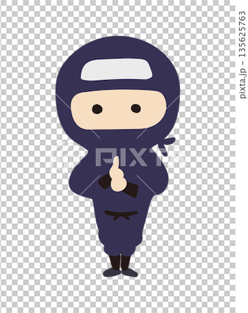 印を結ぶポーズのかわいい忍者のイラスト 印を結ぶポーズのかわいい忍者のイラスト 135625763