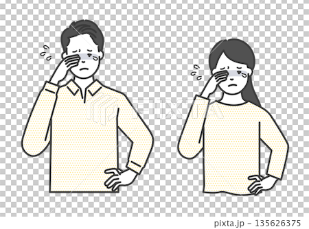 Itchy eyes men and women illustration vector material Itchy eyes men and women illustration vector material 135626375