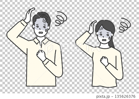 Vector illustration of men and women suffering from dizziness 135626376