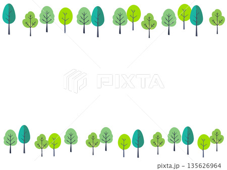 木のボーダーパターン 樹木の手描き風イラスト 北欧風 木のボーダーパターン 樹木の手描き風イラスト 北欧風 135626964