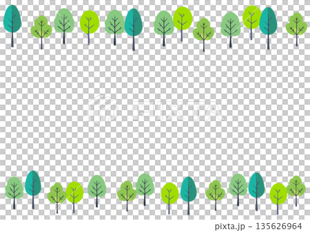木のボーダーパターン 樹木の手描き風イラスト 北欧風 木のボーダーパターン 樹木の手描き風イラスト 北欧風 135626964