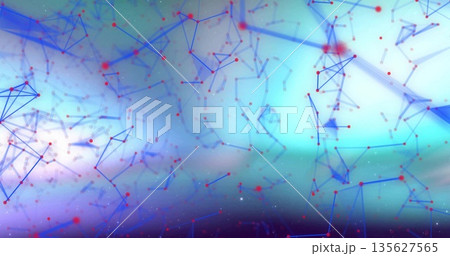 Displaying red points and blue nodes linked by thin lines in virtual environment, data graph 135627565
