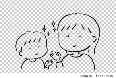 納得して安心する親子のイラスト 135627930