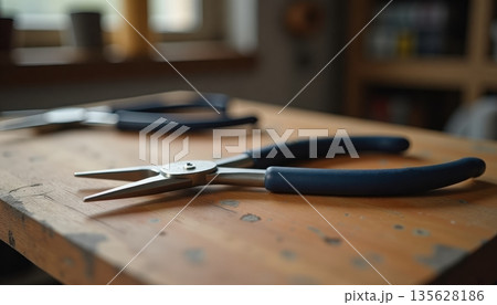 Small pliers, isolated object, jewelry making pliers. Small pliers, isolated object, jewelry making pliers. 135628186