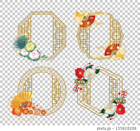 中華風フレーム飾り枠 135628208